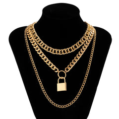 Hip Hop Bling Lock Pendant Choker Iced Out Shiny Cubic Zircon Necklace