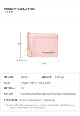 Women Wallets Zipper PU Leather Coin Purse Mini Key Chain Small Wallet