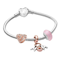 Heart-shaped Pendant Charm Bracelet Fit