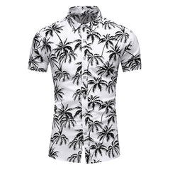 Style Design Short Sleeve Casual Shirt Men Print Beach Blouse