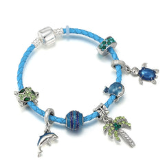 Ocean Collection Blue Turtle Seahorse Narwhal Beaded Dolphin Charm Bracelets
