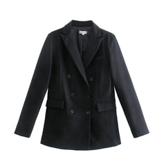 Women Jacket Double Breasted Notched Blazer Office Suit Pantsuit