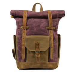 Vintage Canvas Backpacks for Men Oil Wax Canvas Leather Travel Backpack