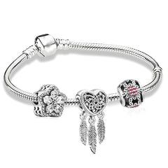 Heart-shaped Pendant Charm Bracelet Fit