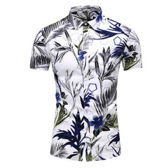 Style Design Short Sleeve Casual Shirt Men Print Beach Blouse