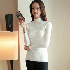 Turtleneck Sweater Women Fashion Spring Stretch Tops