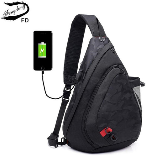 waterproof fabric male crossbody bag small black camouflage