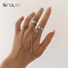 Sindlan Punk Geometric Silver Color Chain Wrist Bracelet