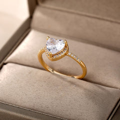 Vintage Opal Rings For Women Stainless Steel Sun Rings