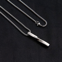 Fashion Rectangle Pendant Necklace Men Trendy Simple Stainless Steel Chain