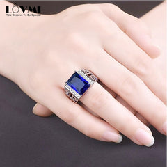 222 Vintage 925 Silver Men Rings Royal Sapphire Gemstone Jewelry