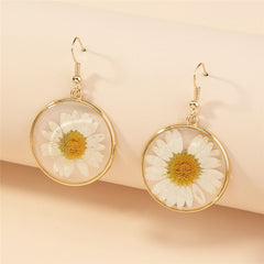 Double Layers Daisy Bee Pendant Dried Flower Resin Collar Lovely Tiny Honey Necklace