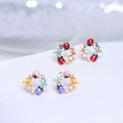 Style Sweet Colorful Flower Stud Earrings