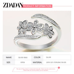 Fashion Adjustable Open CZ Flowers Ring