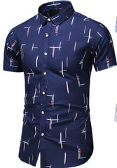 Style Design Short Sleeve Casual Shirt Men Print Beach Blouse