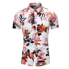 Style Design Short Sleeve Casual Shirt Men Print Beach Blouse