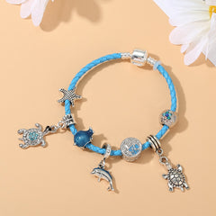 Ocean Collection Blue Turtle Seahorse Narwhal Beaded Dolphin Charm Bracelets