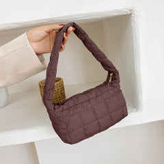 Lattice Pattern Shoulder Bag Space Cotton Handbag Women Large Capacity Tote