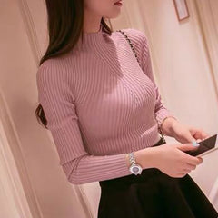 Turtleneck Sweater Women Fashion Spring Stretch Tops
