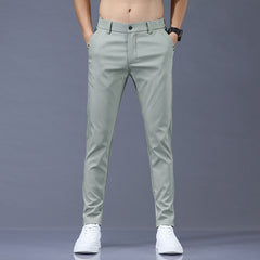 Pants Mens Stretch Korean Casual Slim Fit Elastic Waist Business Classic