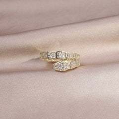 Fashion Jewelry Exquisite Gold Plated Zircon Ring Elegant Adjustable