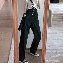 One-shoulder Jumpsuits Women Buttons Solid Style