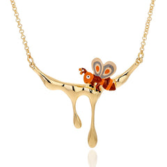 Vintage Honeycomb Choker Gold Bee Snake Chain Pendant Necklaces