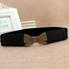 63cm Female Fashion Thin Elastic Stretch Waistband Crystal Bow Belt