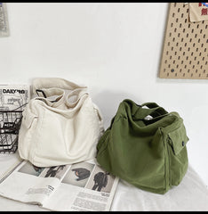 Portable Large Capacity Packages Solid Black Waterproof Nylon Shoulder Bags