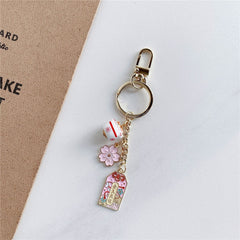 Omamori Sakura Amulet Lucky Cat Keychain Cute Pendant Clothes