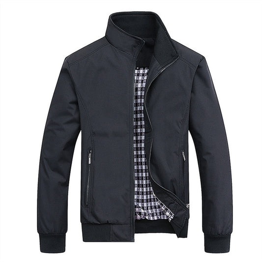 Casual Solid Fashion Slim Bomber Jacket Men Overcoat
