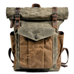 Vintage Canvas Backpacks for Men Oil Wax Canvas Leather Travel Backpack