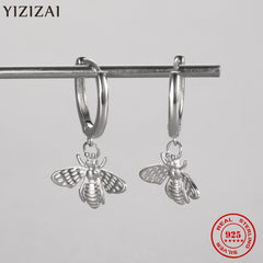 Silver Trendy Bee Punk Huggies Hoop Earrings
