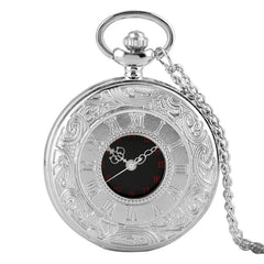 Black Roman Numerals Quartz Pocket Watch