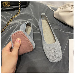 Moccasins Flat Heel Stretch Knit Sneakers Shoes Shallow Flats Loafer