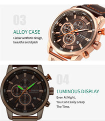 Fashion Date Quartz Men Watches Chronograph Sport Mens Wrist Watch