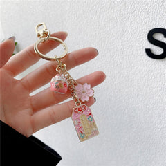 Omamori Sakura Amulet Lucky Cat Keychain Cute Pendant Clothes