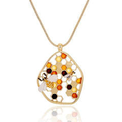 Vintage Honeycomb Choker Gold Bee Snake Chain Pendant Necklaces