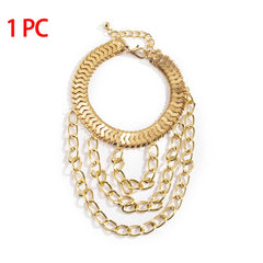 1 PC Multilayer Link Chain Tassel Anklets