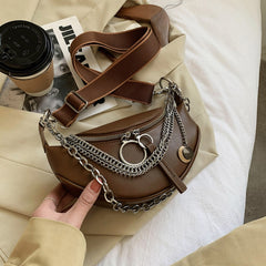 Luxury Chain Waist Belt Bag For Women Leather Crossbody Chest pack