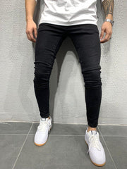 Mens Skinny Blue jeans Popular Scratch Slim Denim Pants Pencil Pants