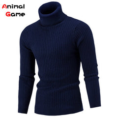 Turtleneck Sweater Casual MenWarm Knitted Sweater Keep Warm