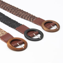 Belts For Women Vintage Boho Braided Waist Belt Black Coffee