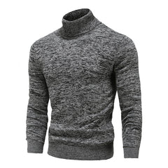 Turtleneck Cotton Slim Knitted Pullovers Men Solid Color Casual Sweaters