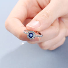 Stamp Silver Crystal Zircon Adjustable Size Ring