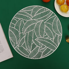 PVC Bronzing leaves Flower Hollow Non-slip Kitchen Placemat