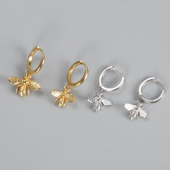 Silver Trendy Bee Punk Huggies Hoop Earrings