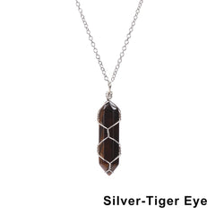 Hexagonal Cylindrical Crystal Necklace Natural Stone Pendant