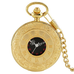 Black Roman Numerals Quartz Pocket Watch