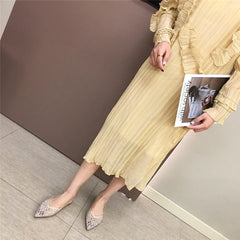 Pointed Toe Women Flats Bling Air Mesh Shoes Comfortable Soft Breathable